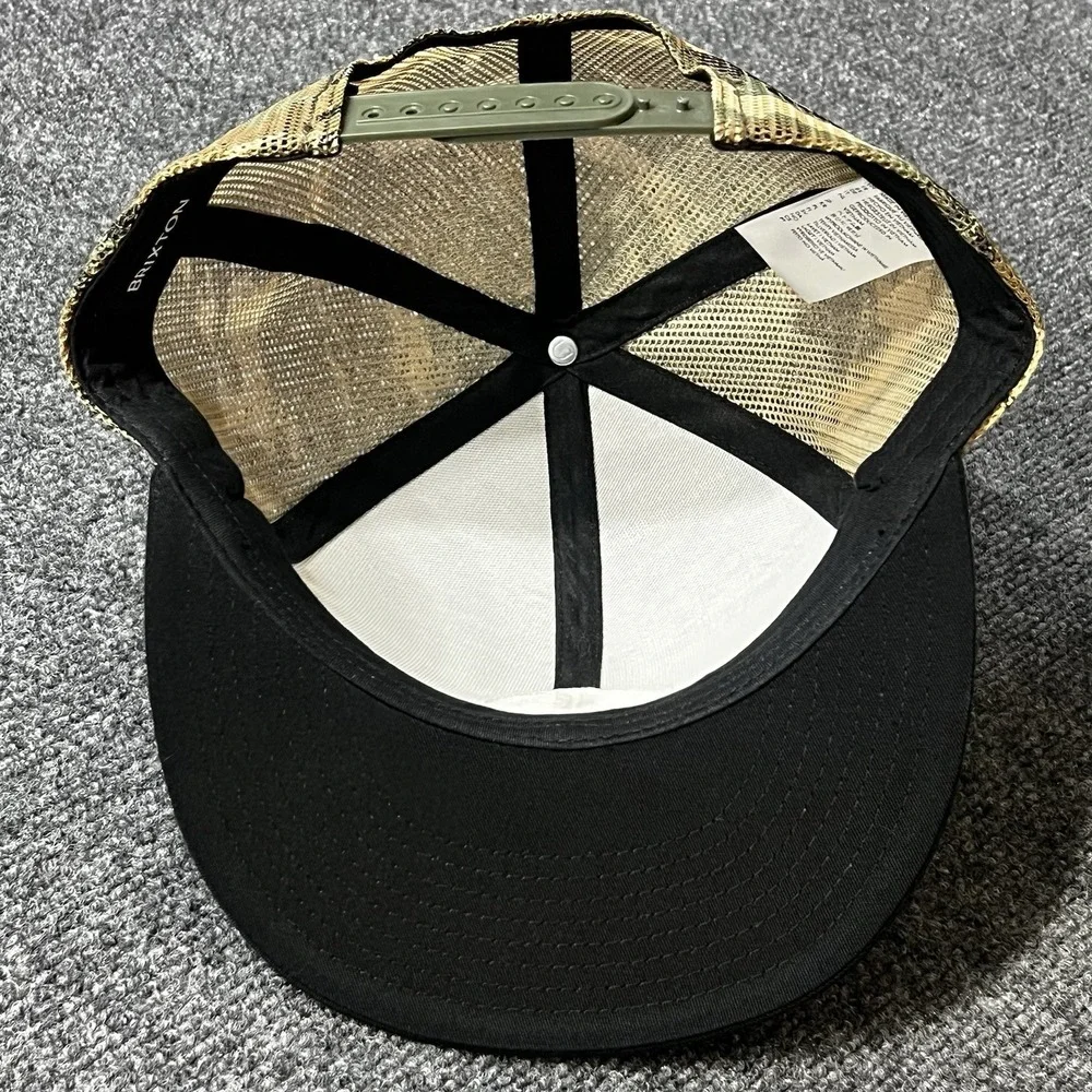 Brixton Mfg Co Trucker Snapback Hat Cap Adjustable Black Patch Mesh Back Camo